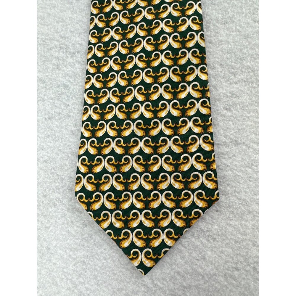 Lagerfeld Homme Men's Tie w/‎ Gold Fish 100% Silk Made in Italy